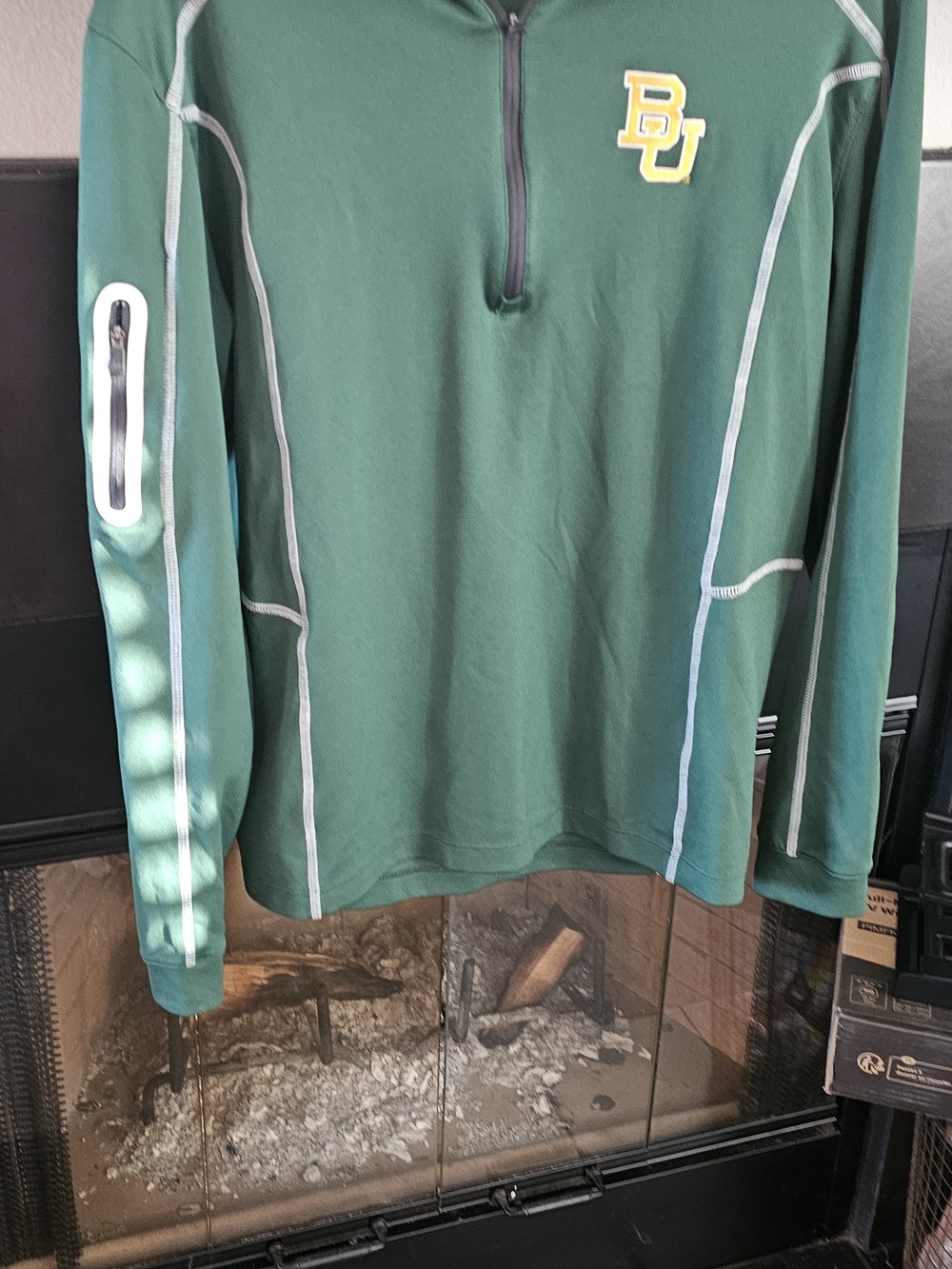 Baylor University Green 1/4 Zip Pullover with BU Patch